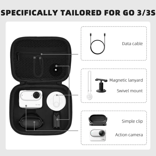Vista 2 de BRDRC Funda de transporte para accesorios Insta 360 GO 3S / GO 3, bolsa de almacenamiento, funda protectora rígida para Insta360 GO 3S / GO3