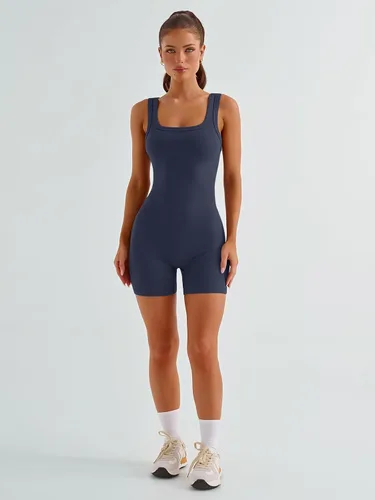 Vista 2 de AUTOMET Women's Sexy Unitard Bodysuit Workout Rompers One Piece Summer Outfits Shorts Jumpsuits Gym Yoga Fashion Clothes 2024