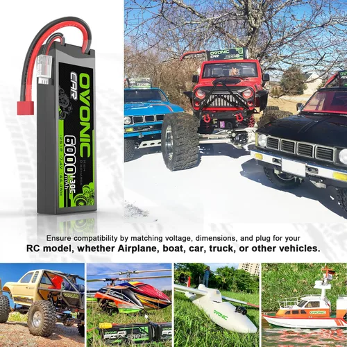 Vista 5 de OVONIC 2S LiPo Batería 6000mAh 7.4V 130C RC Batería con Dean-Estilo T Conector