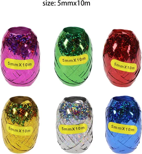 Vista 2 de Cinta rizadora brillante Penta Angel 6 colores 120M cinta metálica para envolver globos para Navidad, Acción de Gracias, Pascua, boda, fiesta