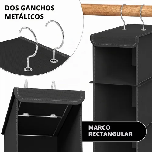 Vista 5 de Simple Houseware - Organizador de armario con 10 estantes para zapatos, colgante, negro