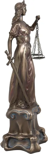 Vista 4 de Ebros Gift Estatua de la Señora de la Justicia de resina bronceada de 16 pulgadas de alto, figura de dique de La Justicia romana, escultura