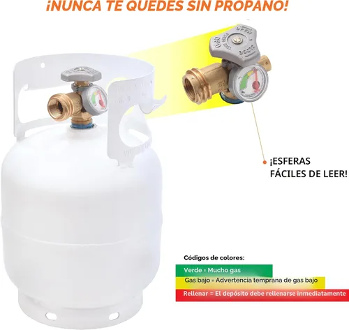 Vista 5 de Flame King YSN5LB-GAUGE - Cilindro de tanque de propano de acero de 5 libras con manómetro y válvulas OPD para parrillas y barbacoas, camping, pesca