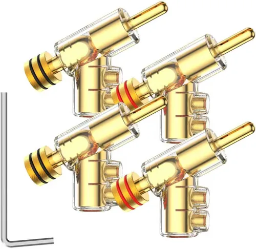 Vista 9 de Tertullus BFA - Enchufes tipo banana de 24 quilates chapados en oro de 24 quilates, bloqueo de doble tornillo para cine en casa, placa de pared