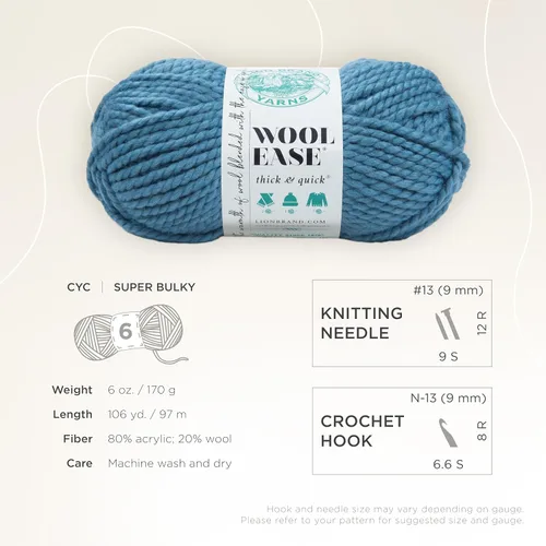 Vista 4 de Lion Brand Yarn - Ovillo de lana Wool-Ease Thick & Quick color fuerza aérea