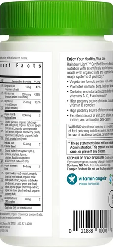Vista 3 de Suplemento multivitamínico certificado Rainbow Light para mujer, suplemento multivitamínico, 120 cápsulas (el paquete puede variar)