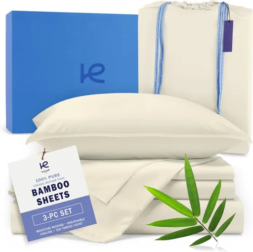 Vista 60 de Kickoff - Juego de sábanas de bambú de viscosa de tamaño individual, 3 piezas, 100% viscosa de bambú orgánico, juego de sábanas refrescantes