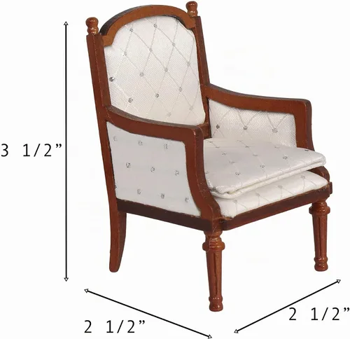 Vista 5 de Sillones de madera para casa de muñecas, juego de 2, sillas de comedor para casas de muñecas, muebles en miniatura, muñecas de 3 a 6 pulgadas