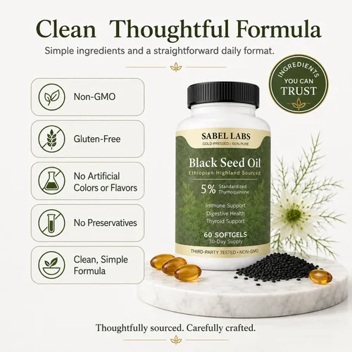 Vista 7 de Ethiopian Black Seed Oil Capsules, Cold Pressed, 60 Count