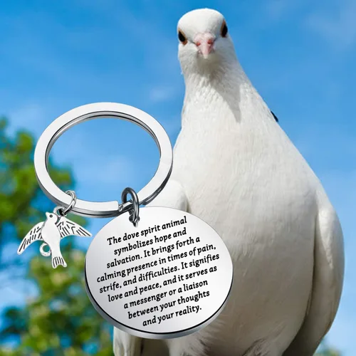 Vista 3 de ENSIANTH Palomas Llavero Palomas Regalo de Paz Símbolo Animal Regalo Inspirador Regalo para Amigos