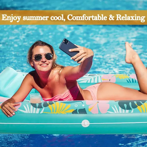 Vista 7 de NOCCUR Piscina de bronceado para adultos – Piscina de bronceado inflable – Flotadores de piscina tamaño adulto flotador de piscina tumbona
