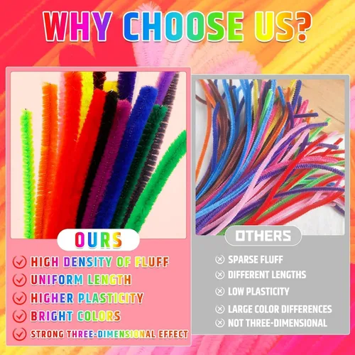 Vista 3 de Giwrmu 200 piezas 20 colores Limpiapipas para Manualidades, Limpiapipas Tallo de Chenilla, Palitos Difusos Suministros para Manualidades