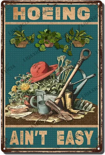 Vista 22 de LIUAXICIA Letreros de estaño vintage de metal retro Una chica que realmente amaba la jardinería Elegantes letreros de metal de estaño para cocina