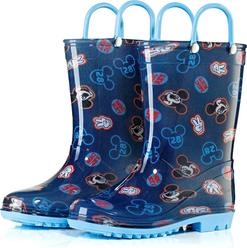 Vista 2 de Disney Mickey Mouse Boys' Waterproof PVC Rain Boots with Handles Toddler & Little Kids
