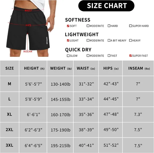 Vista 7 de Pantalones cortos deportivos para hombre de 7 pulgadas, de secado rápido, ligeros, para entrenamiento, gimnasio, cintura elástica, con bolsillos