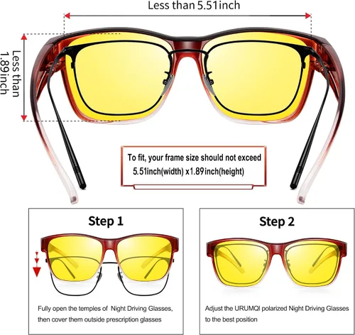 Vista 3 de URUMQI Gafas de conducción de visión nocturna para hombres y mujeres, lentes polarizados antirreflejos, lentes de alta definición amarillas