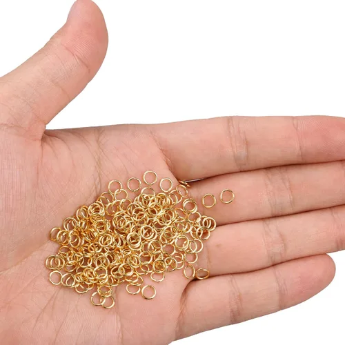 Vista 2 de Anillos de salto para fabricación de joyas – 100 anillos de salto abiertos de oro de 14 quilates de 0.157 pulgadas, anillos de salto de joyería