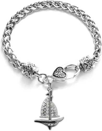 Vista 49 de Inspired Silver - Pulsera de plata con dije personalizado y circonitas cúbicas.
