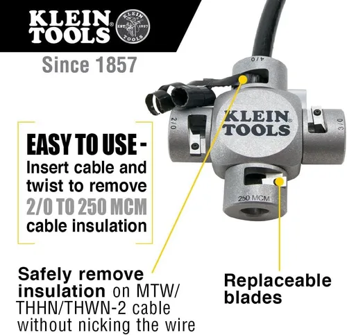 Vista 3 de Klein Tools Pelacables grande (2/0-250 MCM) y doblador de cables, 12 pulgadas