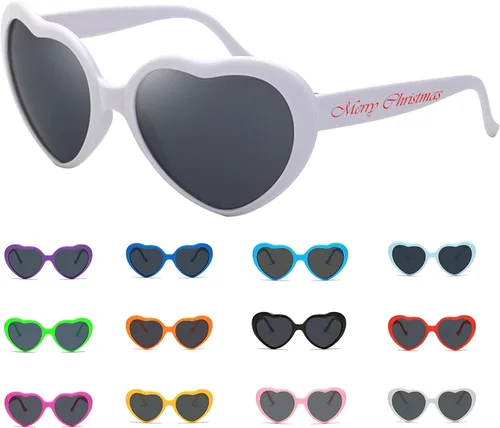 Vista 13 de Gafas de sol personalizadas en forma de corazón a granel personalizadas para boda, cumpleaños, Navidad, despedida de soltera regalos