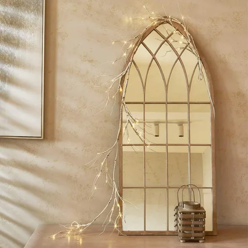 Vista 2 de Birchlitland Guirnalda de abedul iluminada con 48 luces LED de hadas para manto durante todo el año