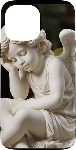 Vista 23 de Funda para iPhone 12 Pro Max con diseño de ángel durmiente para jardín, estatua de querubín