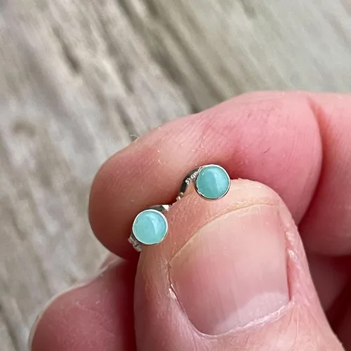 Vista 5 de Pequeños Pendientes de 3mm con Gema para Mujeres y Niñas, Engastados Redondos de Plata de Ley 925