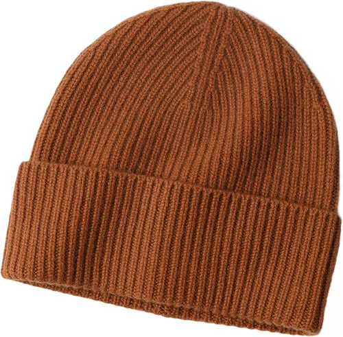 Vista 4 de Gorro de invierno 100% lana para mujeres y hombres, gorro de esquí con puños, gorra de calavera Beige 02