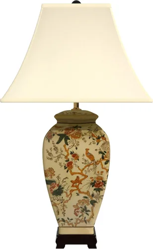 Vista 9 de Red Lantern - Lámpara de porcelana (29 pulgadas), floral, color blanco