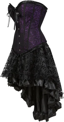 Vista 3 de Corsés para mujer, conjuntos de corsé renacentista de princesa, disfraces de Halloween, trajes superiores