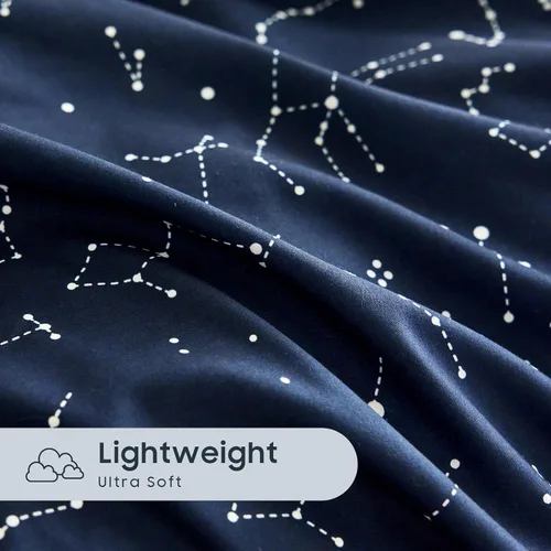 Vista 6 de Wake In Cloud - Juego de sábanas Constellation, juego de 4 piezas, espacio celestial, brujería estelar, galaxia astrológica, ropa de cama de Azul