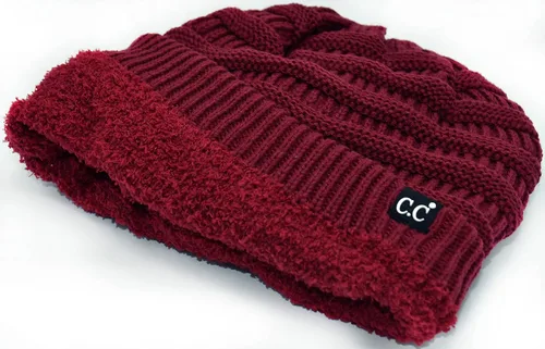 Vista 17 de C.C Winter Oversized Beanie Hat with Fuzzy Lining – Thick Knit Thermal Beanie for Cold Weather, Soft Warm Fleece Lined Cap