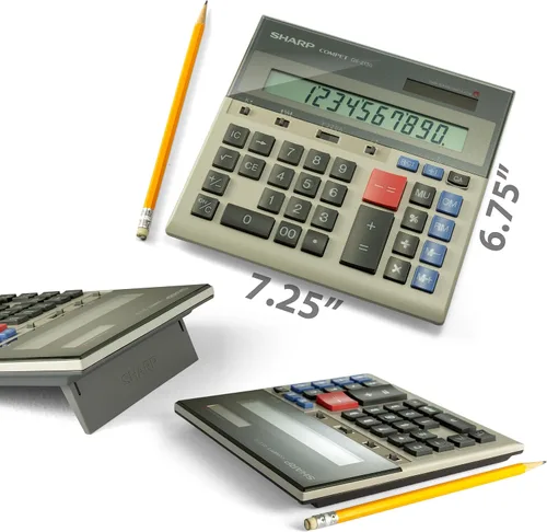 Vista 4 de Sharp Calculadora de escritorio comercial, pantalla de 12 dígitos, energía dual solar y batería, funciones comerciales con memoria y teclas