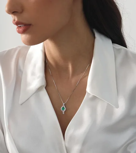 Vista 2 de YL Collar de ojos de plata de ley 925 con colgante de diamante bailarín para mujer