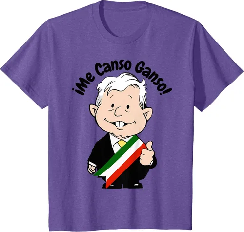 Vista 53 de AMLO Amlito Me Canso Ganso - Camiseta con diseño de dibujos animados mexicanos Gris Oscuro