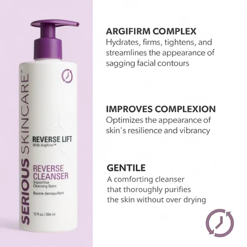Vista 3 de Serious Skincare Bálsamo limpiador antienvejecimiento con soporte de elevación inversa, lavado facial hidratante, limpiador suave para pieles secas