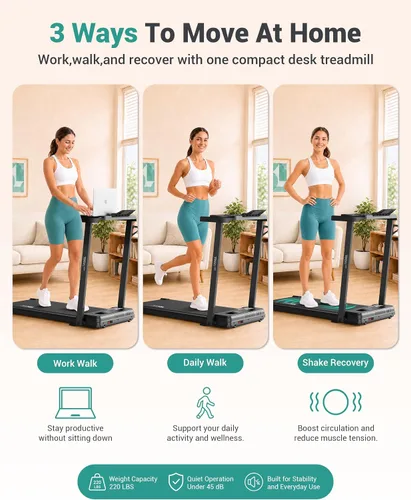 Vista 3 de TKW Walking Pad with Desk - Walking Pad with Vibration Plates with Incline Negro03