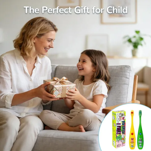 Vista 7 de Lily's Home Cepillo de dientes divertido para niños, cerdas suaves, temporizador de cepillado eléctrico de minutos, premio de dentista lindo niño