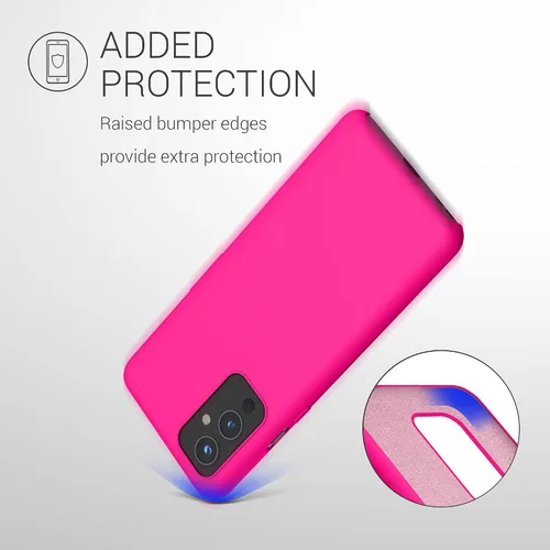 Vista 5 de kwmobile Funda compatible con OnePlus 9 (versión EU/NA) - Funda de silicona TPU con acabado suave - Rosa neón
