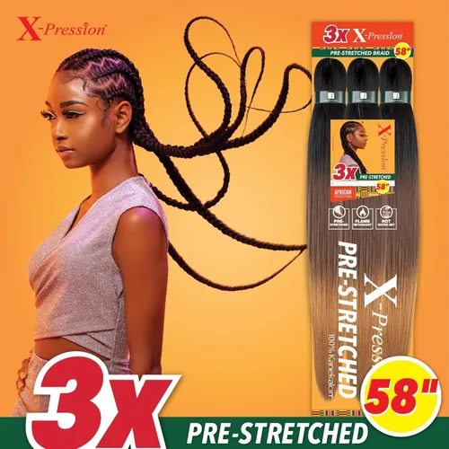 Vista 3 de Sensationnal Braids XPRESSION 3X Trenza preestirada de 58 pulgadas (paquete de 5, 1B)