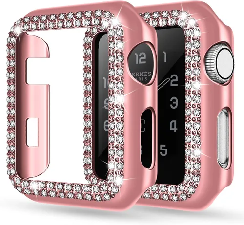 Vista 16 de Adepoy - Funda Compatible para Apple Watch de 1.496 Pulgadas Serie 3/2/1, con Brillantes, Funda Protectora con Marco de Pantalla para Mujer, Niña