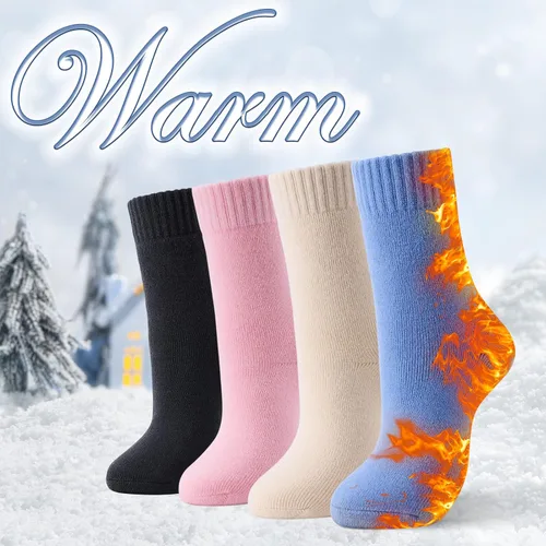 Vista 5 de 4 pares de calcetines térmicos gruesos para mujer, para clima frío extremo, calcetines cálidos de invierno, calcetines suaves y acogedores con caja