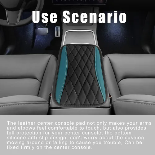 Vista 7 de Funda universal de cuero impermeable para consola central de automóvil, protector de caja de asiento para reposabrazos, accesorios de decoración