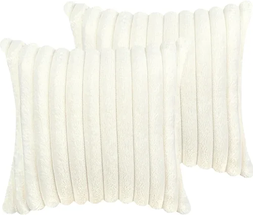 Vista 10 de Juego de 2 fundas de almohada decorativas de 16 x 16 pulgadas, fundas decorativas de piel sintética para cama, sofá, funda de almohada suave y Negro