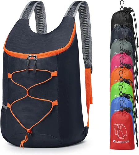 Vista 11 de Mochila de senderismo pequeña de 20L Mochila plegable ligera negra Negro