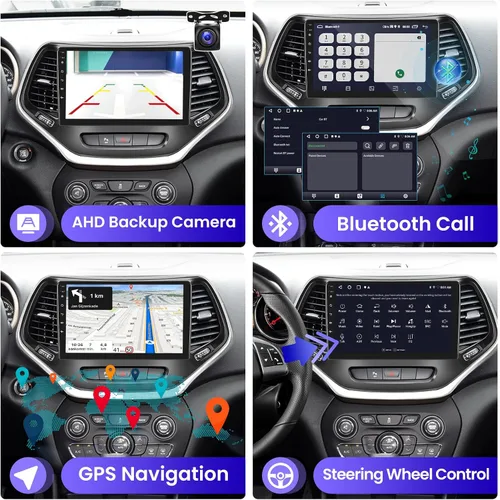 Vista 6 de Radio Android de 2 GB+64 GB para Jeep Cherokee 2013-2018, pantalla táctil de 10.1 pulgadas, estéreo de coche, Carplay y Android