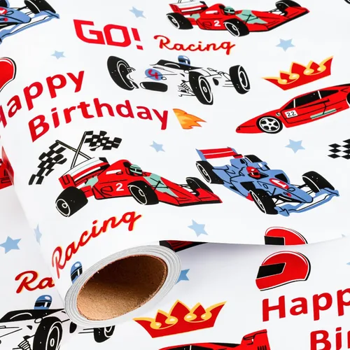 Vista 12 de Burymento Monster Truck Wrapping Paper Roll, Boys Birthday Wrapping Paper