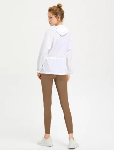 Vista 6 de Locachy Sudadera con capucha para mujer con protección solar UPF 50+, cremallera completa, enfriamiento, activo, correr, sudadera con capucha