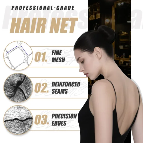 Vista 3 de Smilco Red para el cabello, 100 unidades, redes para el cabello de 22 pulgadas, malla elástica invisible para servicio de alimentos, moño de ballet