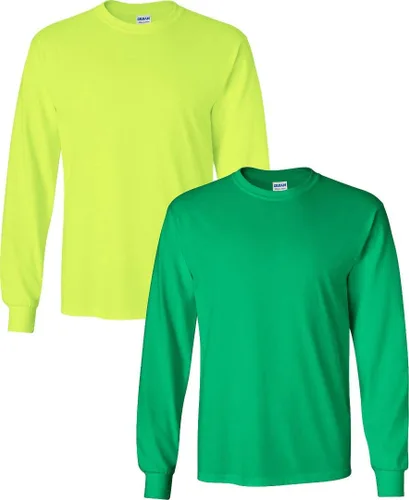 Vista 111 de Gildan Camiseta de manga larga de algodón ultra para adulto, estilo G2400, paquete múltiple Militar + ceniza.